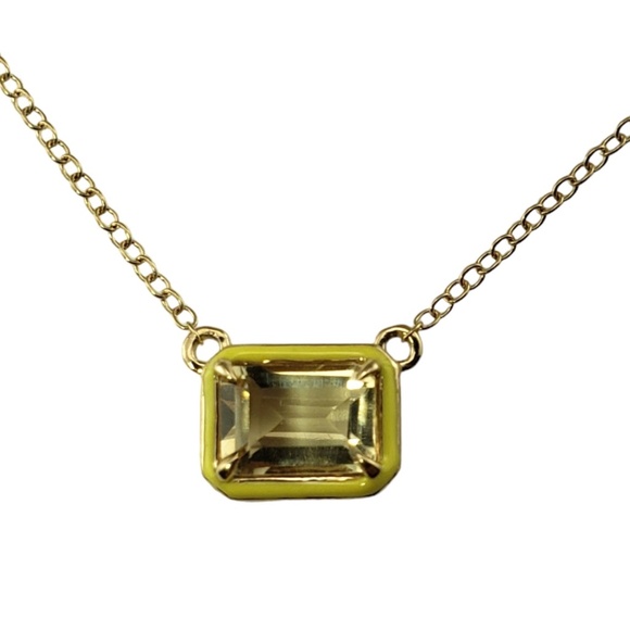 Alison Lou 14K Yellow Gold Lab Created Citrine & Enamel Necklace #15780